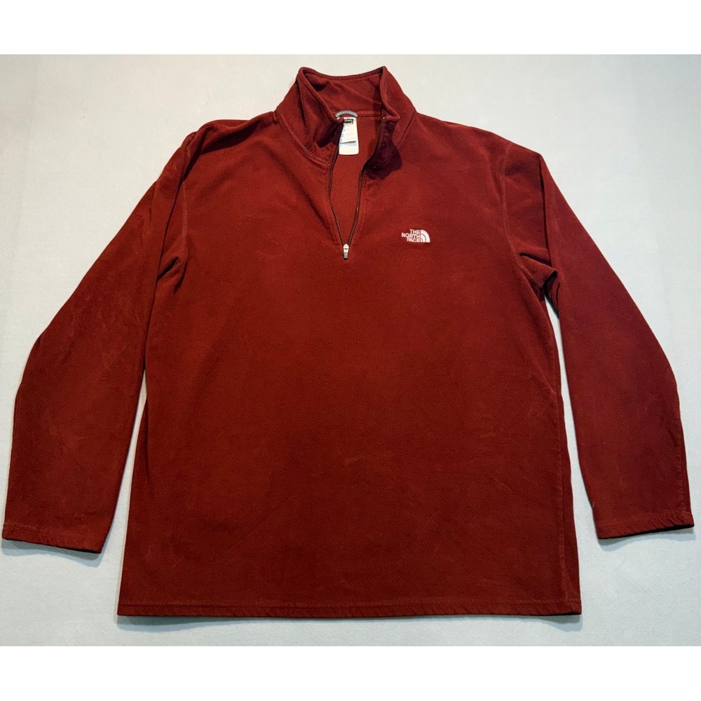 The North Face Mens Pullover TKA 100 Fleece Quarter Zip Red Sweater Large